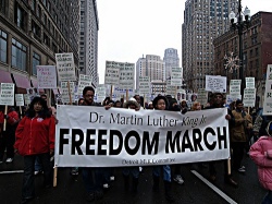 Detroit Martin Luther King Day demonstration through Downtown Detroit on January 15, 2007. The march draws upon the legacy of Dr. King's peace and social justice work. (Photo: Robert Akrawi)., a photo by Pan-African News Wire File Photos on Flickr.
